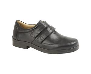 Roamers Mens Leather Xxx Extra Wide Touch Fastening Superlight Casual Shoe (Black) - DF1637