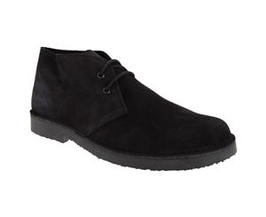 Roamers Mens Real Suede Round Toe Unlined Desert Boots (Black) - DF231