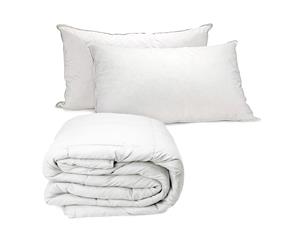 Royal Comfort Queen VALUE COMBO Goose Feather & Down Quilt + Twin Pack Pillows Set White