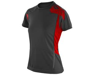 Spiro Womens/Ladies Sports Performance Training T-Shirt (Black/Red) - RW1467