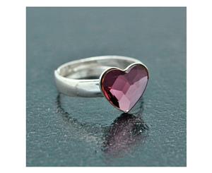 Sterling silver Antique Pink Heart Ring made with Swarovski Crystal