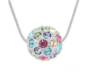 Swarovski Crystal Elements - Shamballa Ball Necklace - 5 Colours - White Gold Plate - Valentine's Day Gift Idea - Multi Coloured