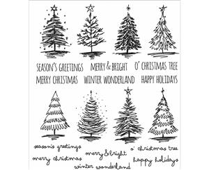 Tim Holtz Cling Stamps 7&quotX8.5"-Scribbly Christmas