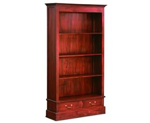 Timber Bookcase Bookshelf w/ 2 Drawers in Mahogany