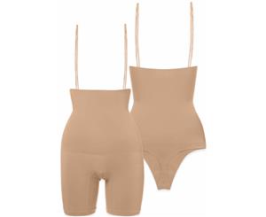 Ultimate Stay Up Shorts & Thong Set - Tan