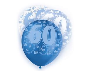 Unique Party 12 Inch 60Th Birthday Blue Balloons (Pack Of 5) (White/Blue) - SG5992