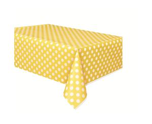 Unique Party Polka Dot Plastic Tablecover (Yellow/White) - SG5868