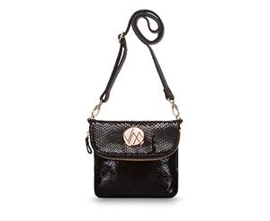 Vera May Genuine Leather Kruise Black Crossbody Handbag