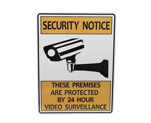 Warning security notice sign video surveilla 24 hour 225x300mm metal