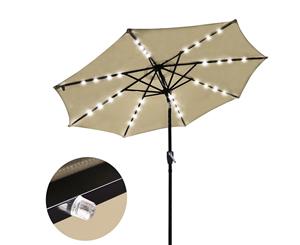 Yescom 2.7m Outdoor Patio Umbrella Solar LED Tilt Garden Market Parasol Shade Beige