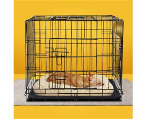 i.Pet 24" Dog Cage Pet Crate Puppy Cat Foldable Metal Kennel Portable 3 Doors S