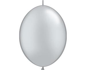 15cm Metallic Silver Quick Link Latex Balloons Pack of 50