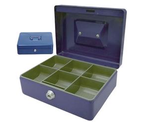 200mm Portable Sturdy Metal Cash/Money Box No.8 Organiser/Coins tray/key lock