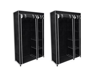 2x Wardrobes Black Fabric Clothes Rack Store Hanger Cabinet Storage