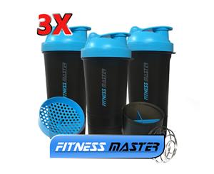 3 x Multi 3in1 GYM Protein Supplement Drink Blender Mixer Shake Shaker Ball Bottle