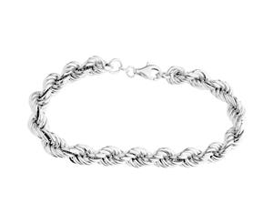 925 Sterling Silver Bling Bracelet - HOLLOW ROPE 8mm - Silver