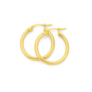 9ct Gold 15mm Polished Hoop Earrings