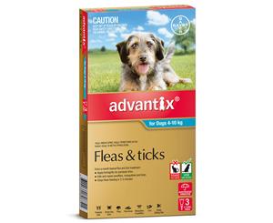 Advantix Dog Fleas and Ticks Treament 4-10kg Aqua 3's (A3022)