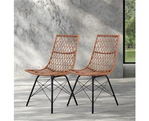 Artiss 4x Outdoor Wicker Dining Chairs Furniture Rattan Garden Patio Cafe Brown