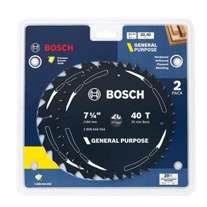 Bosch 184mm 20T & 40T TCT Circular Saw Blade Set for Wood Cutting - GENERAL PURPOSE - 2 Piece