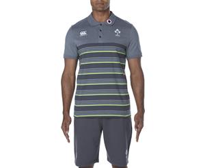 Canterbury Clothing Mens Irish Rugby Cotton Jersey Striped Polo Shirt - Asphalt Marl