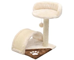 Cat Tree with Sisal Scratching Post Beige and Brown Scratch Platform