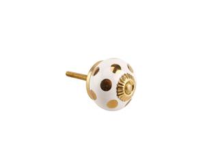 Cgb Giftware Polka Dot Ceramic Drawer Handle (Gold/White) - CB1374