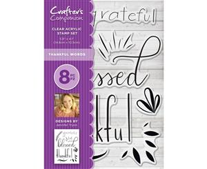 Crafters Companion - Clear Acrylic Stamp Set Thankful Words