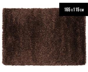 Hand Knotted New Zealand Wool 165x115cm Shag Rug - Brown