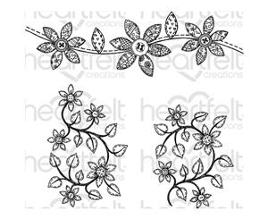 Heartfelt Creations Cling Rubber Stamp Set Patchwork Daisy Border