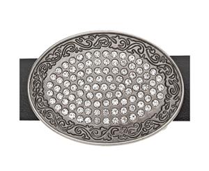 Iced Out Bling Western Style Belt - Silver
