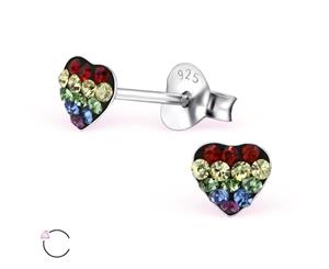 Kid's Sterling Silver Heart Ear Studs Swarovski Crystals