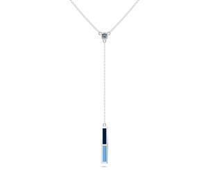 Manchester City FC Sapphire Y-Shaped Necklace For Women In Sterling Silver Design by BIXLER - Sterling Silver