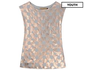 Manila Grace Girls' Metallic Short Sleeve Sweatshirt Tee / T-Shirt / Tshirt - Grey