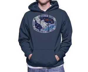 NASA STS 42 Discovery Mission Badge Distressed Men's Hooded Sweatshirt - Navy Blue