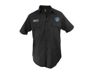 Parramatta Eels NRL Short Sleeve Button Work Shirt BLACK