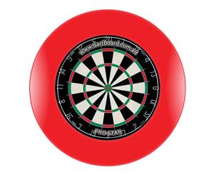 Pro Star Genuine Bristle Dart Board + RED Dartboard Surround + Darts