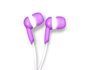 Pure Sound Sycron Purple Earbud Headphones Includes 3 In-Ear Cushion Options