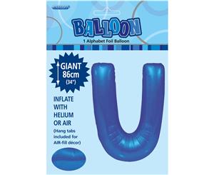 Royal Blue U Alphabet Foil Balloon 86cm