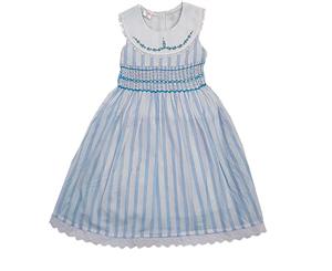 Sanvo Fashion - Smocked Dress Blue and White Stripes