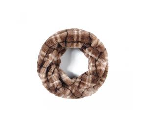 She Loves Gifts Womens/Ladies Check Faux Fur Twisted Snood (Tan) - JW405