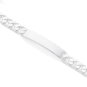 Silver 21cm Diamond Cut Curb Identity Bracelet.
