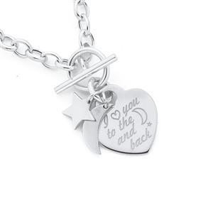 Silver Love You To Moon & Back Fob Bracelet