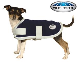 Weatherbeeta Fleece Dog Coat - Navy/Silver