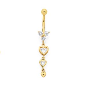 9ct Gold Cubic Zirconia Heart Drop Bananabel