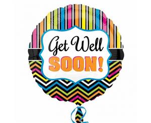 Amscan Get Well Stripe/Chevron Foil Balloon (Multicoloured) - SG7232