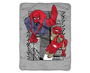 Avengers Spider-Man and Iron Man Power City Blanket