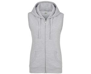 Awdis Just Hoods Womens/Ladies Girlie Sleeveless Full Zip Hoodie (Heather Grey) - RW3940