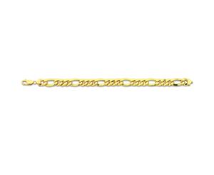 Bevilles 9ct Yellow Gold Silver Infused Figaro Bracelet 21cm