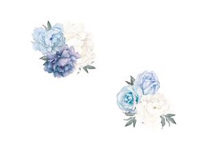 Blue Peony Flower Wall Stickers Decals (Size 60cm x 40cm)